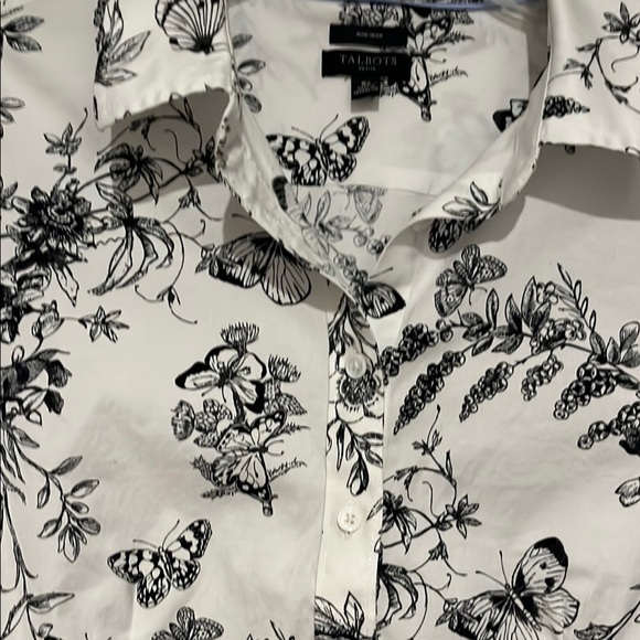 Talbots Monochrome Butterfly and Floral Shirt - Picture 1 of 5